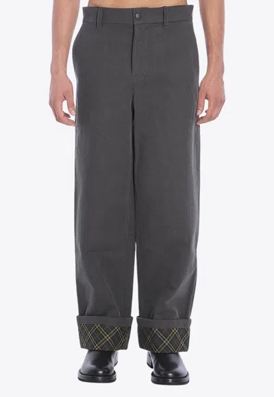 Burberry Carpenter Oversized Turn-up Pants In Black