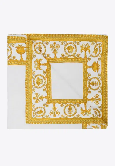 Versace I Love Baroque Print Beach Towel In White