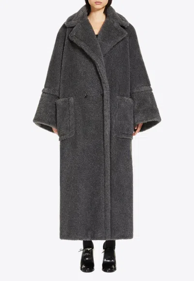 Max Mara Wool And Alpaca Teddy Oversized Coat In Gray