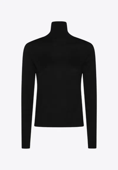 Max Mara Veloce Lightweight Cashmere Turtleneck In Black