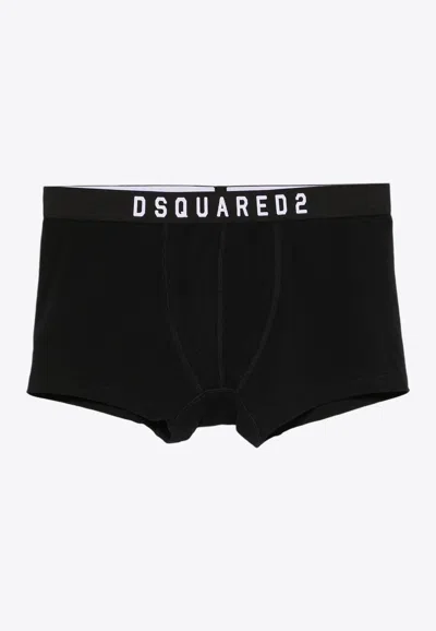 Dsquared2 Two-pack Logo-waistband Briefs In Black