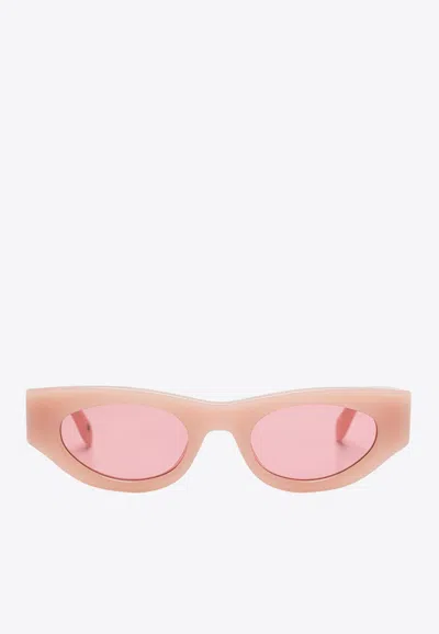 Palm Angels Sculpted Cat-eye Frame Sunglasses With Protective Case In Pink