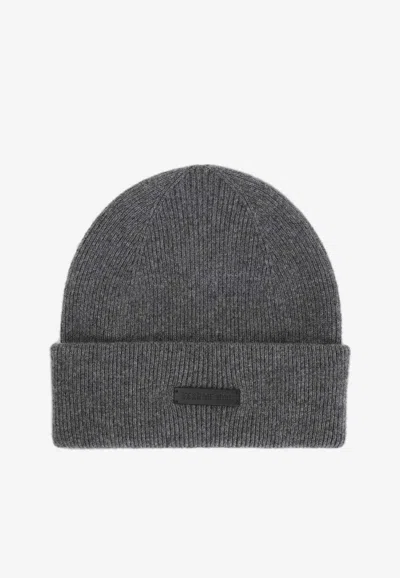 Fear Of God Logo Cashmere Beanie In Gray