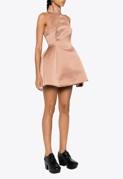 Marni Duchess Satin Mini Dress In Blush