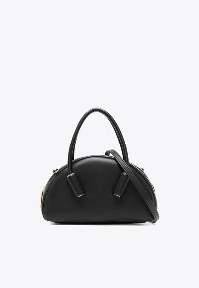 Themoirè Faux Leather Tote Bag With Gold-tone Hardware In Black