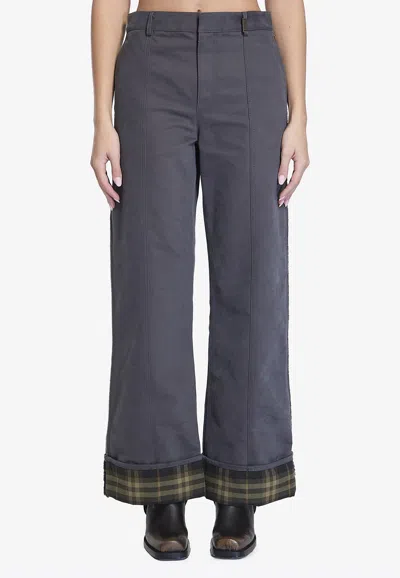 Burberry Trousers In Cotton And Nylon In Gray