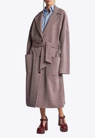 Etro Single-breasted Wool Blend Coat In Pink
