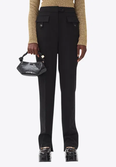 Ganni Light Twill Tailored Pants In Black