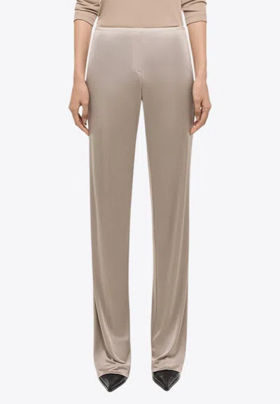 Helmut Lang High Rise Straight Pants In Beige