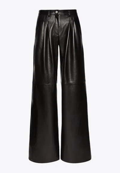 Magda Butrym Wide-leg Tailored Leather Pants In Black