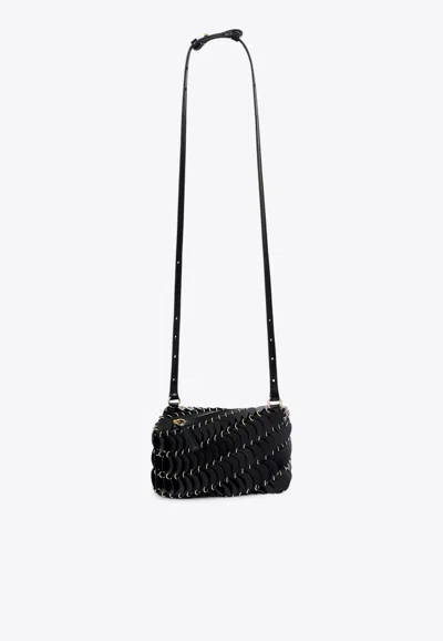 Rabanne Disc Calf Leather Crossbody Bag In Black