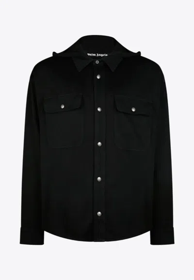 Palm Angels Logo Embroidered Buttoned Shirt In Black
