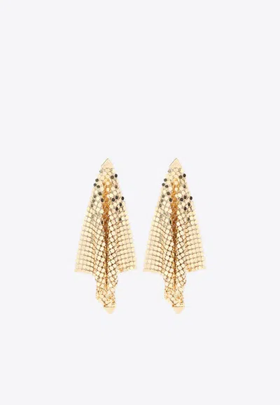 Rabanne Cascading Metallic Mesh Earrings With Triangular Accents In Gold