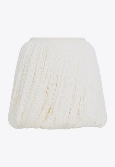 Alaïa White Casse Wool Fringes Skirt In White