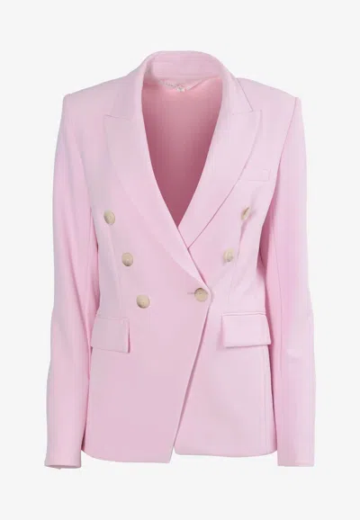 Veronica Beard Miller Double-breasted Crepe Blazer In Pink