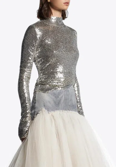Maticevski Furnish Sequined Top In Silver