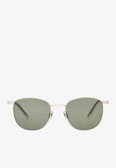 Saint Laurent Square-framed Logo Sunglasses In Gray