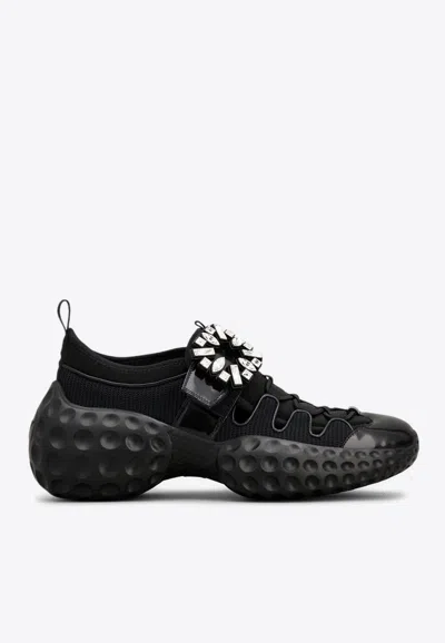 Roger Vivier Light Strass Sneakers Crystal-buckle Detail In Black