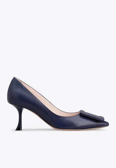 Roger Vivier Viv In The City Suede Buckle Pumps In Blue
