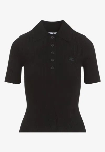 Courrèges Courreges Black Viscose Blend Polo Shirt Women In Black