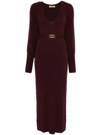Twinset Dresses In Plum Wine