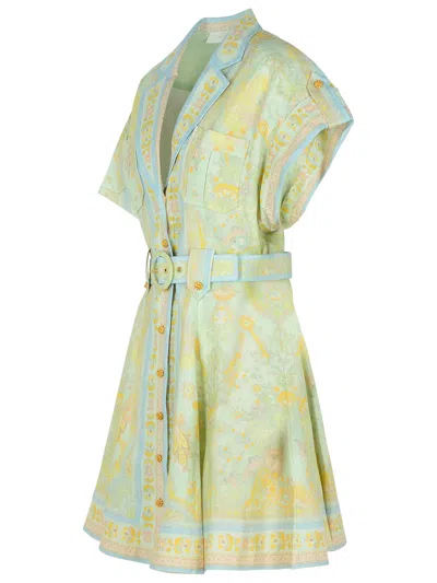 Zimmermann Acacia Belted Paisley-print Linen Mini Shirt Dress