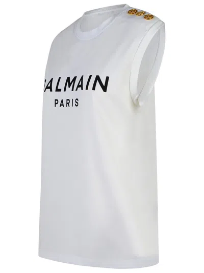 Balmain Logo Cotton Jersey Tank Top