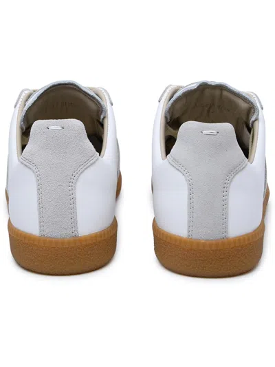 Maison Margiela Women Replica Low-top Leather Sneakers With Suede Inserts In White