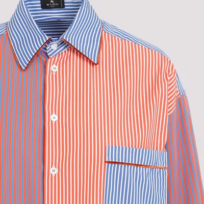 Etro Oversized Striped Cotton Poplin Patchwork-style Shirt In Multicolour