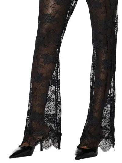 Oseree Sheer Lace Flared Hem Trousers