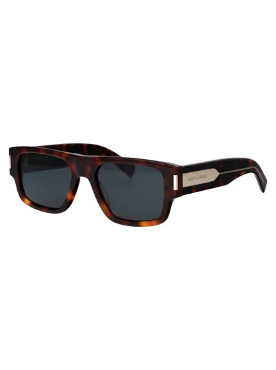 Saint Laurent Havana Crystal Black Acetate Sunglasses