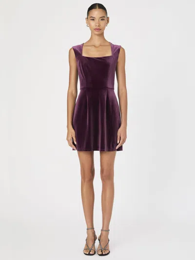 French Connection Square Neck Stretch Velvet Minidress In Red