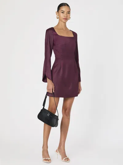 French Connection Satin Scoop Neck Mini Dress In Burgundy In Red