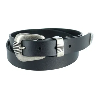 Wrangler Women's 3 Piece Belt With Veg Tanned Leather In Black
