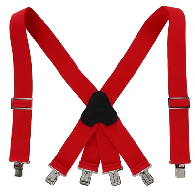 Ctm Men's Elastic Clip-end 2 Inch Fireman Suspenders In Red