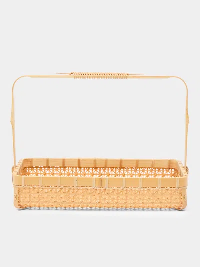 Hee Woo Handwoven Bamboo Basket With Handles  Abask Luxury Gift In  Natural