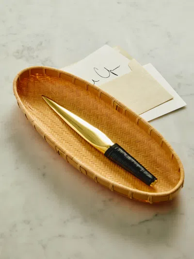 Hee Woo Handwoven Bamboo Low Circular Tray  Abask Luxury Gift In  Natural