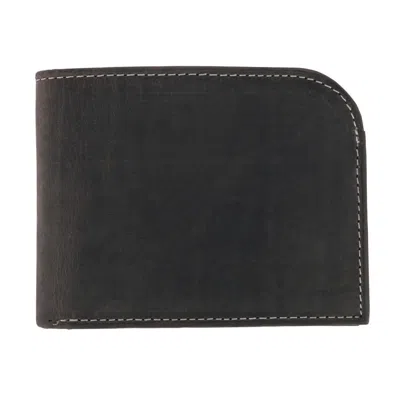 Ctm Men's Vintage Hunter Leather Curved Front Pocket Wallet In Black