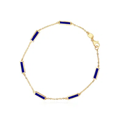 The Lovery Lapis Bar Chain Bracelet In Blue