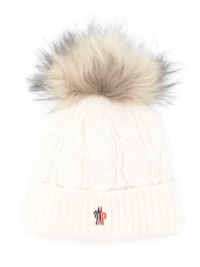 Moncler Pompom-detail Beanie Hat In White