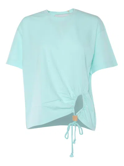 Forte Forte Pleated Detail Short-sleeved T-shirt In Blue