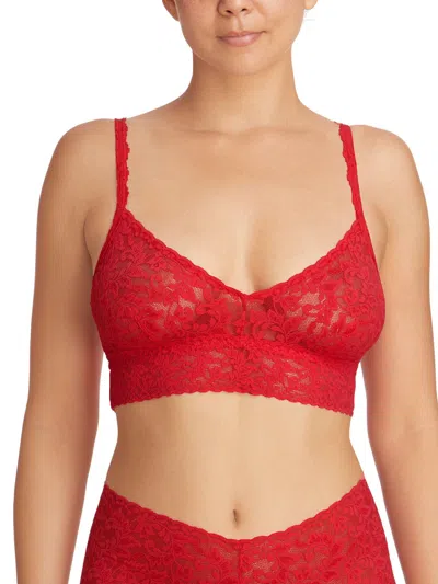 Hanky Panky Scalloped Retro Lace Bralette In Red