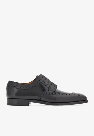 Ferragamo Frisco Derby Lace-up Shoes In Black