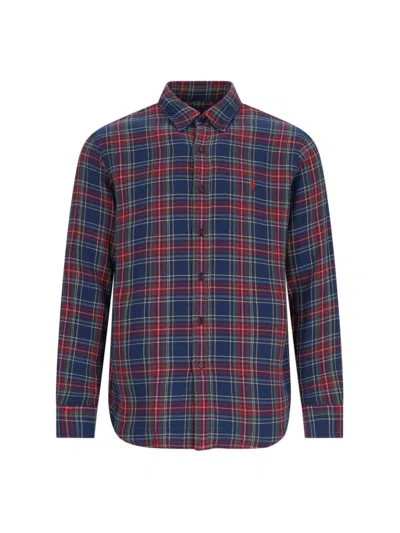 Polo Ralph Lauren Collared Cuffed Plaid Shirt In Blue