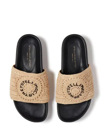 Stella Mccartney Woven Slides In Neutral