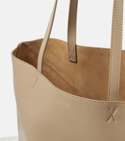 Loewe Medium Puzzle Fold Tote In Shiny Leather Skin For Woman In Beige