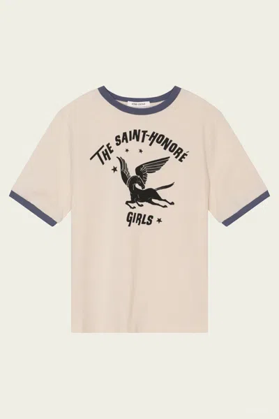 Etre Cecile St. Honore Girls Ringer T-shirt In Ecru Navy