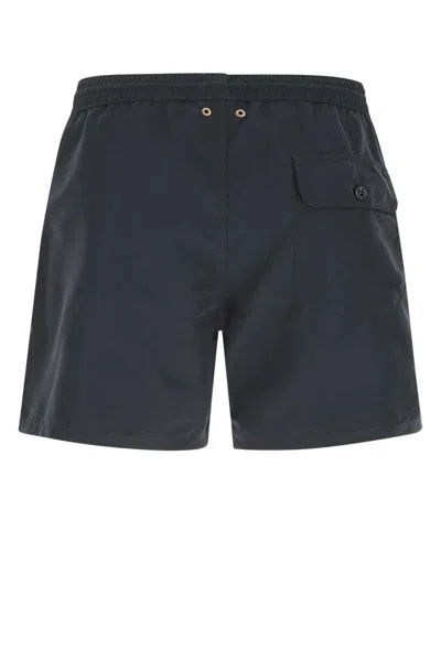 Agnona Black Polyester Swimming Shorts In Blue