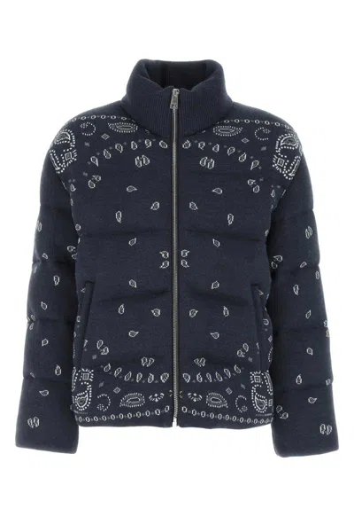 Alanui Down Jacket Wool Concealed Drawstring In Blue