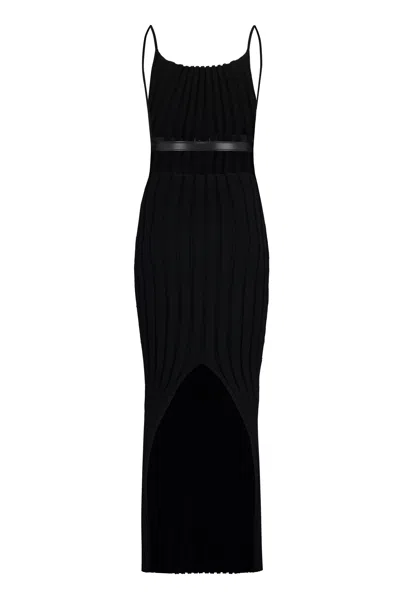 Alexander Wang Knit Dress With Coordinated Leather Belt And Back Slit